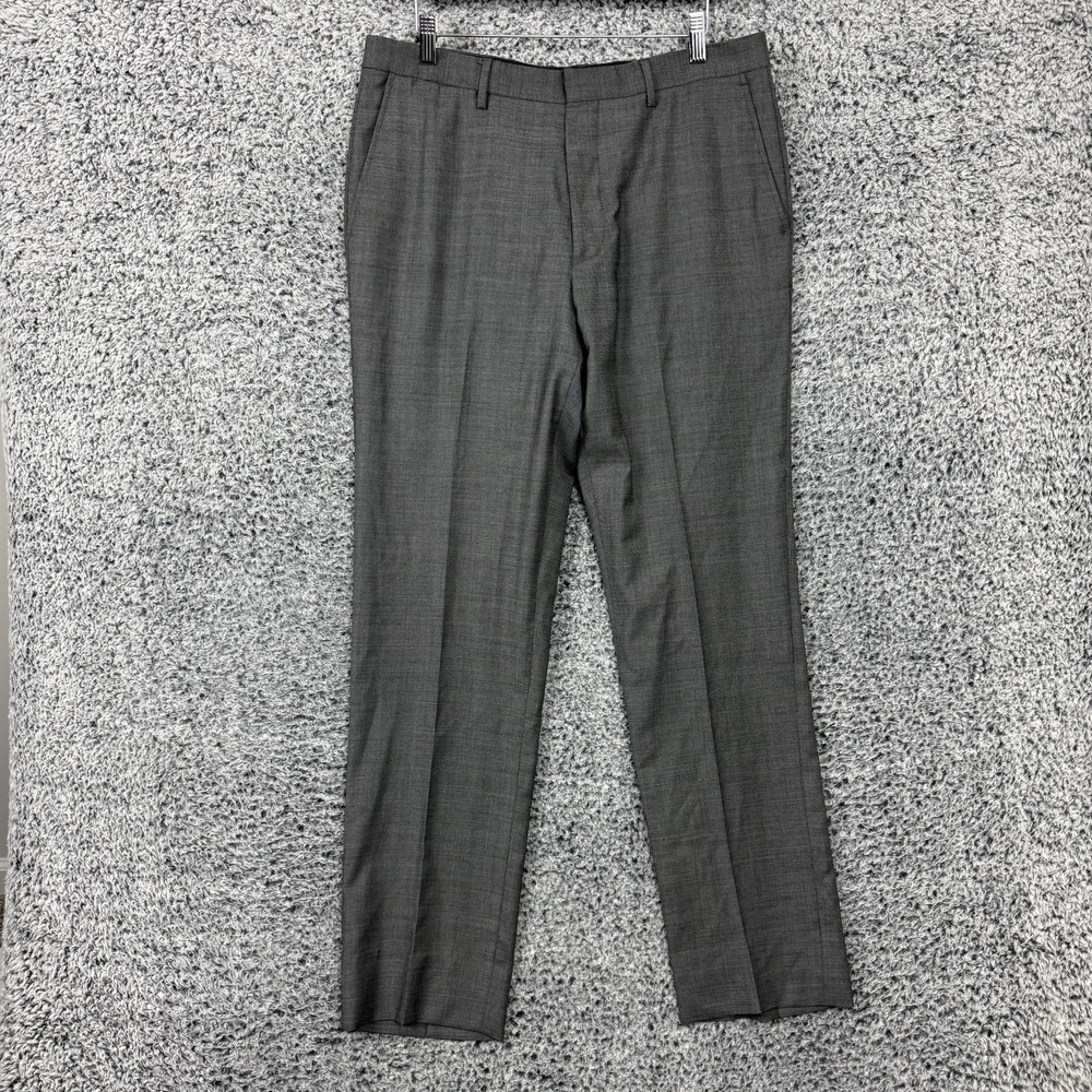Peter Millar Pants Mens 34x32 Gray Wool Flat Front Dress Slacks Business Office